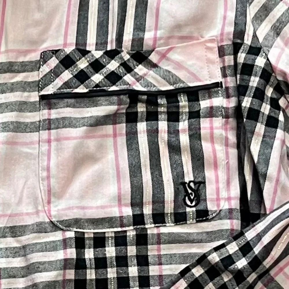Victoria’s Secret Women’s Plaid Flannel Sleep Shirt Pajama Top – Size Large Tall